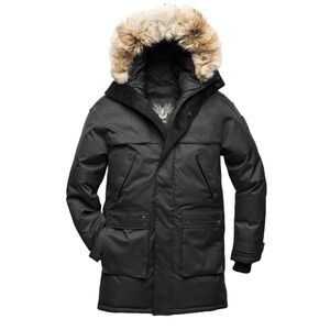 Nobis Yatesy Men's Black Fur-Trimmed Long Parka